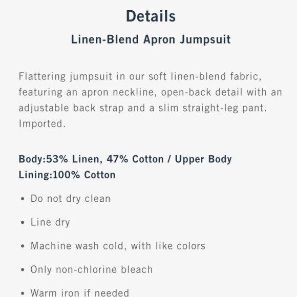 Abercrombie & Fitch Linen-Blend Apron Jumpsuit - Honey Yellow, M Tall (NWT!) - Picture 7 of 8